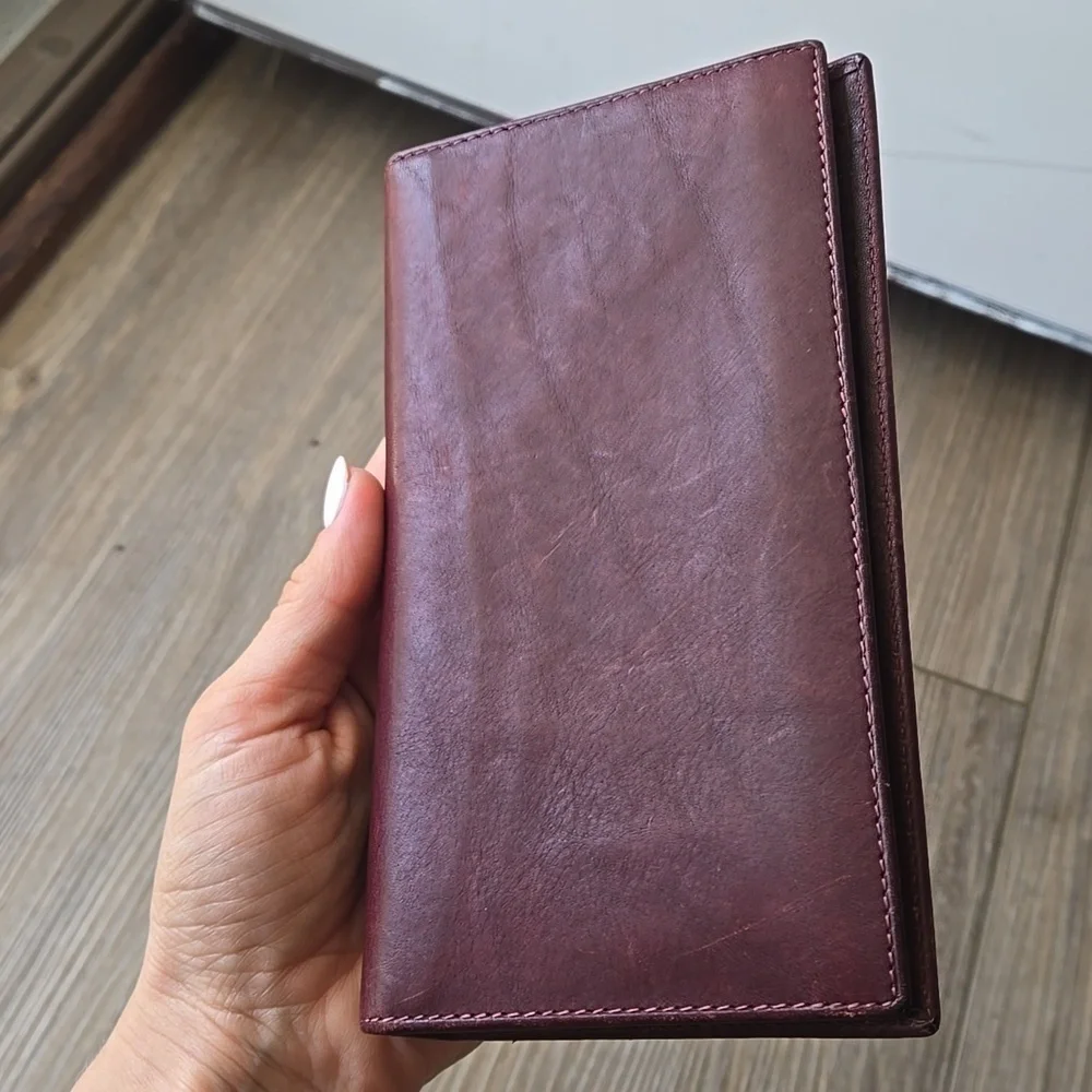 Vintage Tiffany & Co. Burgundy Long Wallet With Pen Holder And Notepad